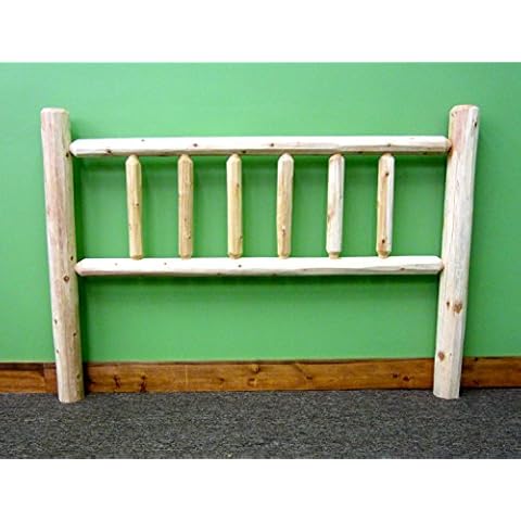 Midwest Log Furniture White Cedar Log Headboard [King Size] - Unfinished Natural Beige/Solid Wood/Amish Handcrafted in USA Cover
