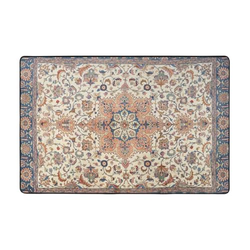 Fine Persia Tabriz Blue Rust Flannel Non-Slip Floor Mat