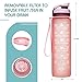 Elvira 32oz Large Water Bottle with Motivational Time Marker & Removable Strainer,Fast Flow BPA Free Non-Toxic for Fitness, Gym and Outdoor Sports-Light Pink