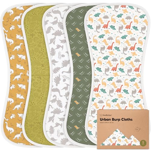 Organic Burp Cloths Baby Boy & Girl - 5-Pack Super Absorbent Cotton Burping Cloths for Babies, Soft & Plush Newborn Spit Up Rags, Infant Towels for...