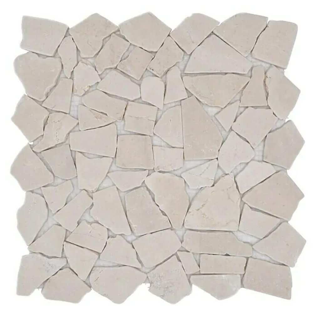 Piastrelle a mosaico in marmo naturale, colore bianco frantumato, MOS44-0104_f