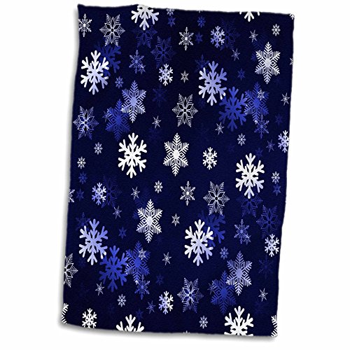 3D Rose Dark Blue Winter Christmas Snowflakes With A Seamless Pattern Hand Towel, 15" X 22", Multicolor #TOP3