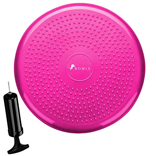 ROMIX Coussin D'équilibre, 34CM Coussin Gonflable Incluant Pompe à Air, Durable et Sécuritaire Planche D'équilibre pour Pilates, Fitness, Rééducation, Yoga, Sports, Exercice et Du0092entraînement - Rose