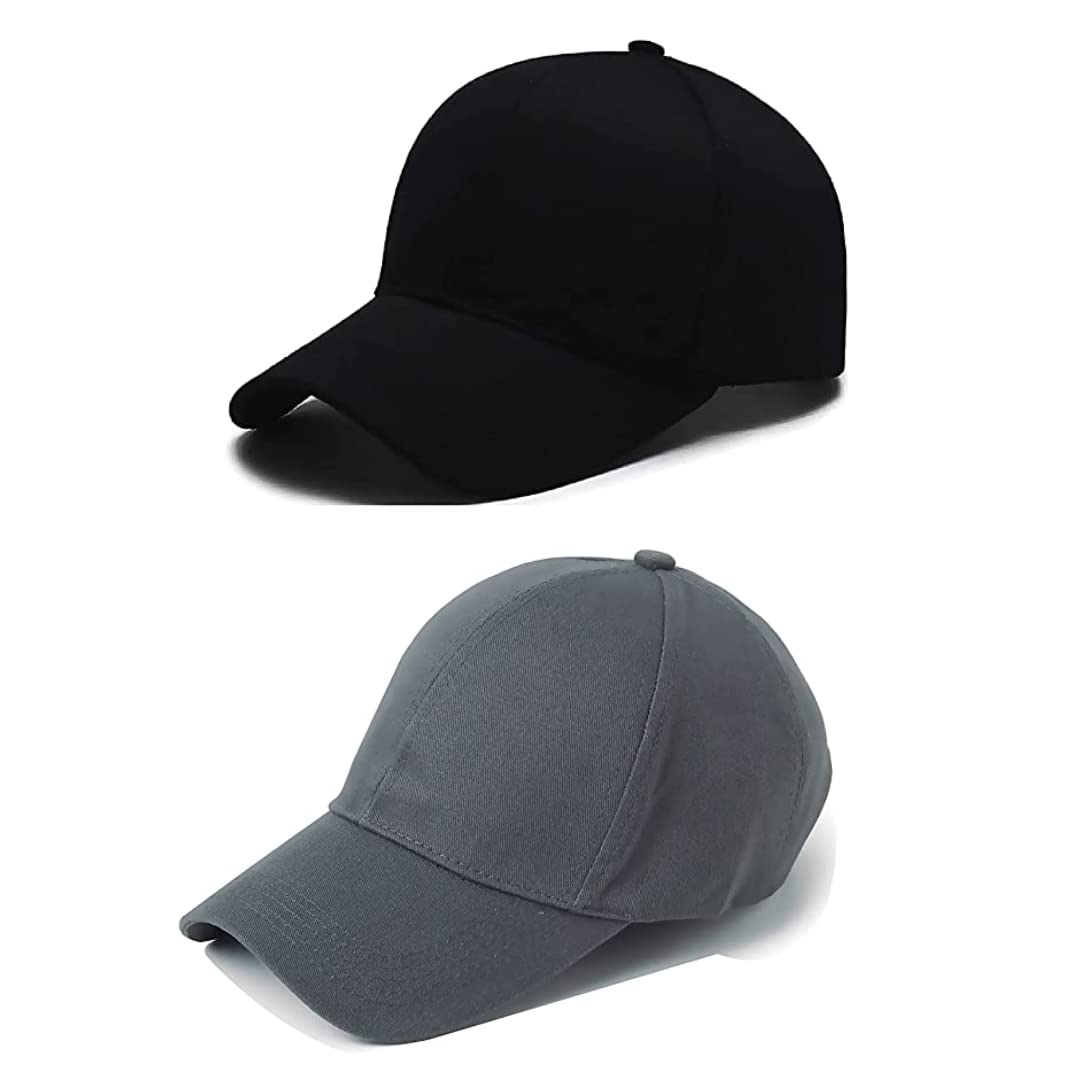 PUTHAK Unisex Cotton Baseball Cap Plain Blank Adjustable Vintage Solid Cap Combo Of 2 (Grey & Black) (B0BMQBCCQM) Amazon Price History, Amazon Price Tracker