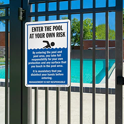 Cartel metálico 14x10 pulgadas aviso piscina miniatura 3