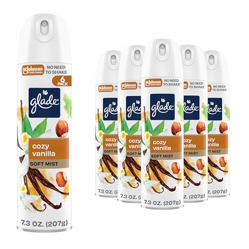 Glade Air Freshener Room Spray Cozy Vanilla Scent Odor Fighting to Deliver Long Lasting Freshness 7.3 Oz 6 Count