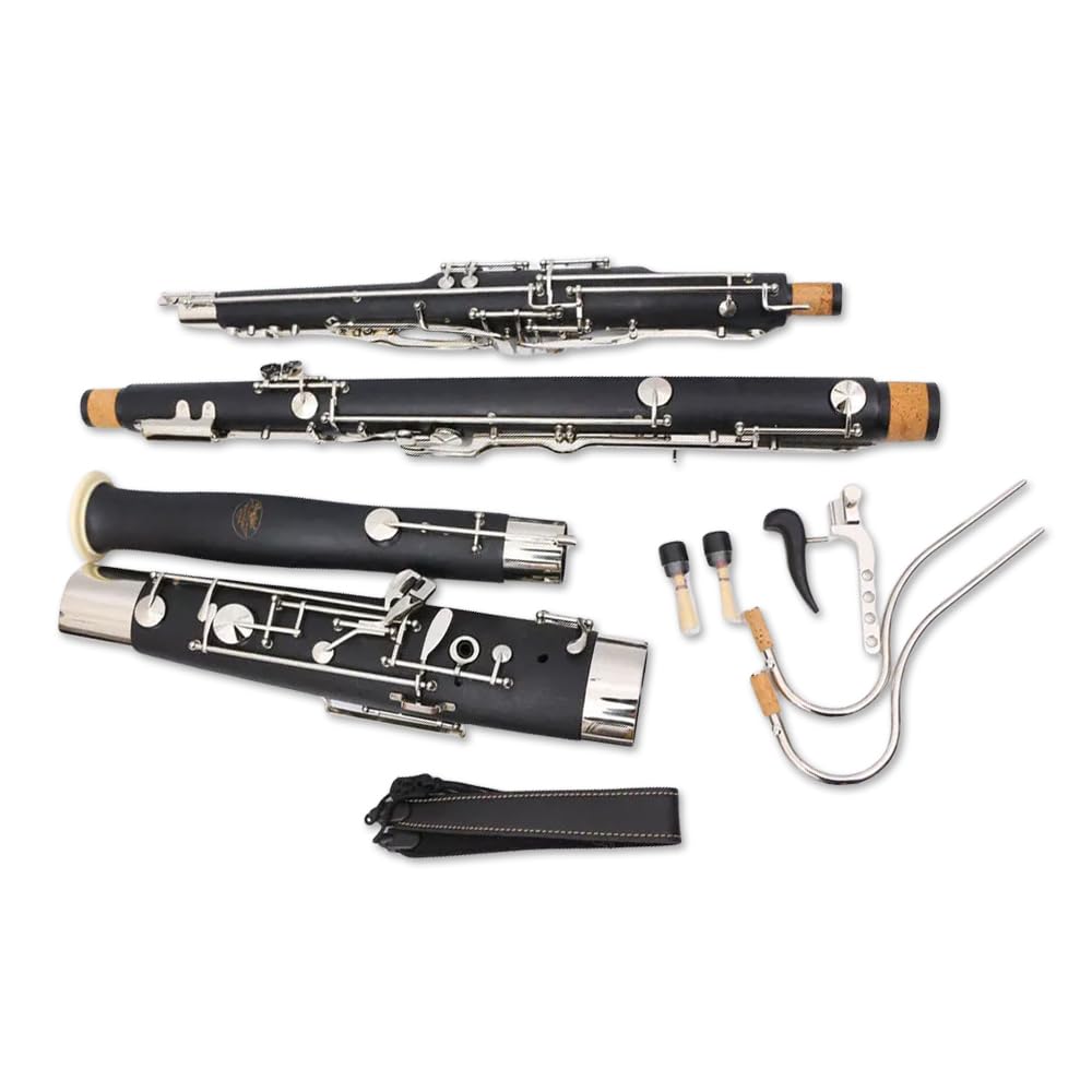Fagott C-Schlüssel 26 Tasten, versilbertes Ahornholz/synthetisches Holz, Blasinstrument mit Etui, Zubehör-Set für Studenten, Anfänger, Fortgeschrittene (synthetisches Holz)
