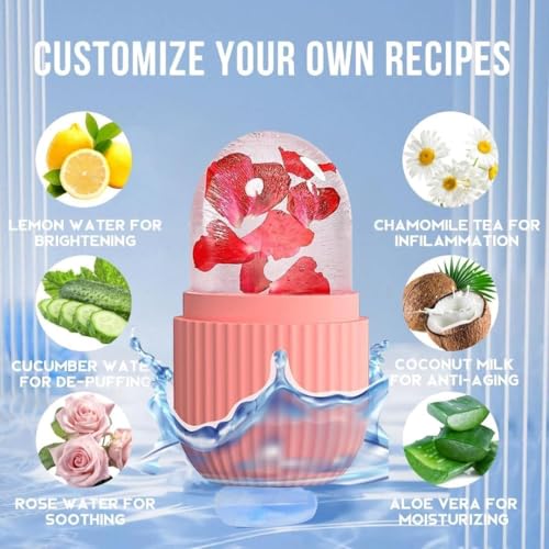 Image of Ice Roller for Face Massager and Glowing Skin | Ice Roll for Face and Eye | Pore Tightening, Puffiness & Dark Circle Reduction | Facial Ice Mold Massager for Skin Care (Pink)