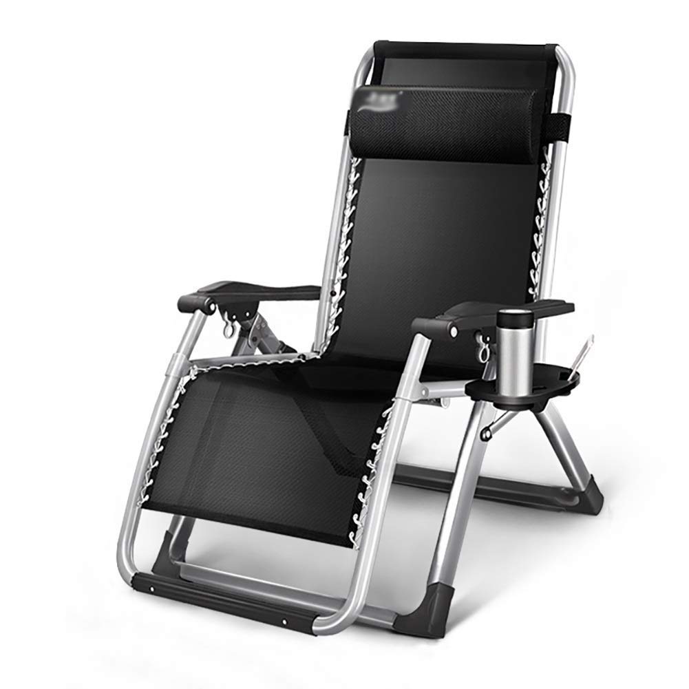 Chaise de jardin inclinable haut de gamme au design épuré argent noir et robuste