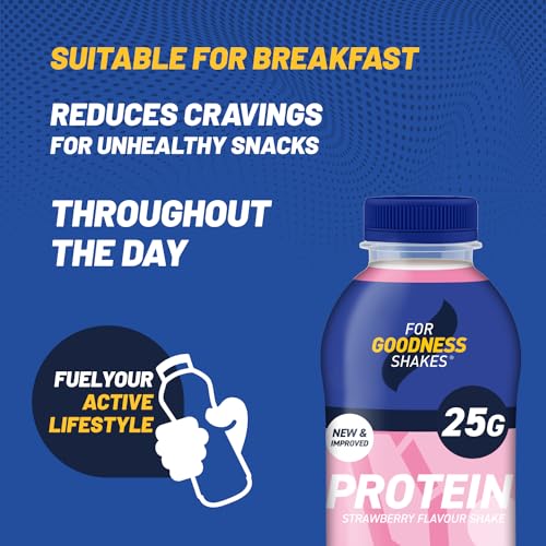 For Goodness Shakes Strawberry Protein Shakes, High Protein Fat-Free Ready-To-Drink, 25g Protein, Vitamin D & B12, No Added Sugar, Low Calorie, Breakfast or Pre & Post Workout, 8 x 435ml - Image 6