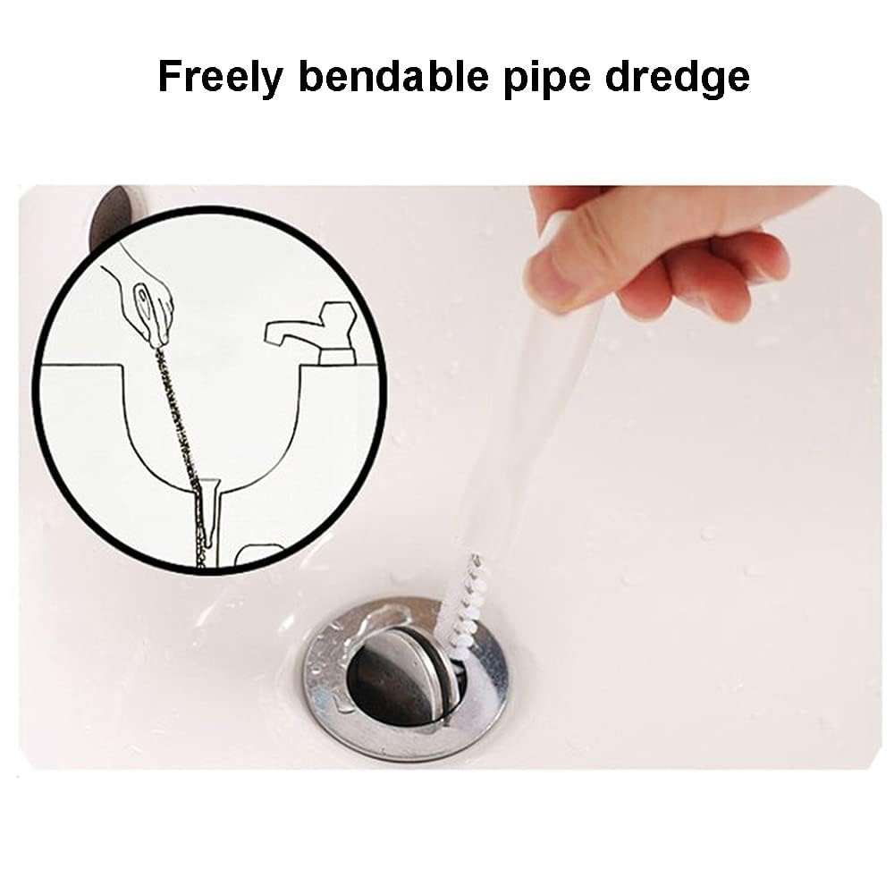 Spazzola flessibile per la pulizia del lavandino, strumento di pulizia del tubo di scarico da 45 cm, strumento riutilizzabile per la pulizia dei capelli per bagno e cucina