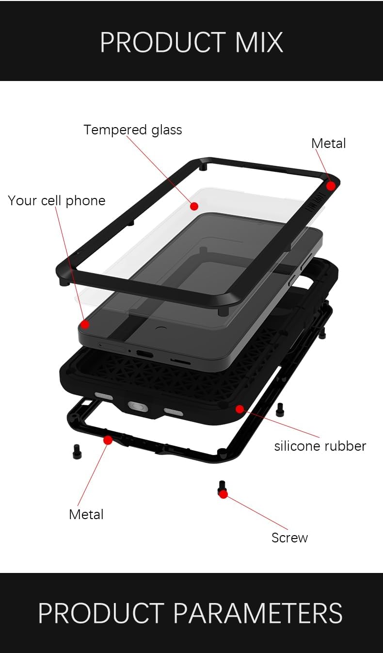 LOVE MEI for Samsung Galaxy S25 FE Case, Outdoor Heavy Duty Military Armor Bumper Aluminum Metal Dust/Shockproof Anti-Scratch Full Body Protection Case with Tempered Glass for Galaxy S25 FE (Silver)