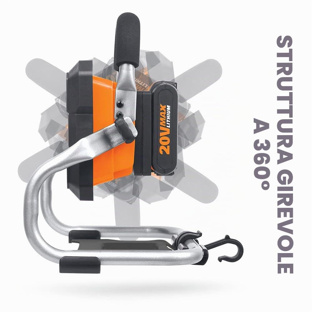 WORX WX026.9 Faretto di Lavoro LED, Grigio, 23x26x24.5 cm