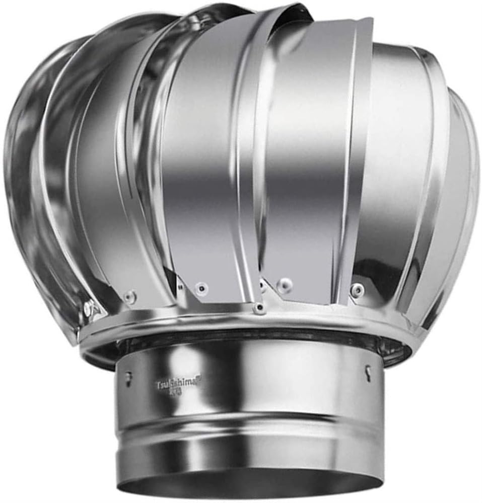 IGNVXMGKP Chimney Cowl Cap,Stainless SteeRotating Spinner Anti-Downdraught Fits Most Standard Chimney Pots Rotary Turbine Ventilator(160mm/6.3Inch)