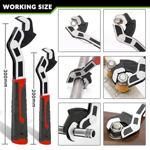 Llave ajustable, llave flexible autoajustable, acero al cromo vanadio duradero para mantenimiento mecánico y reparación de automóviles, 12 pulgadas de longitud