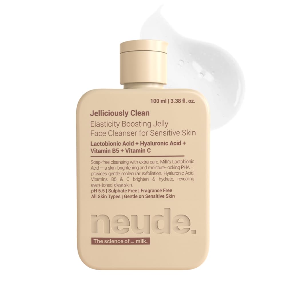 Jelliciously Clean Face Wash 100ml pH 5.5 for Sensitive Skin Gel Face Cleanser with Double Milk Actives Lactobionic Acid & Lactic Acid - Deep Cleansing Brightening & Elasticity Boosting Formula