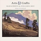 Wall Calendar 2026, Arts & Crafts Block Prints by William S. Rice, 12 Months, Large Grid Design Featuring 12 Artworks