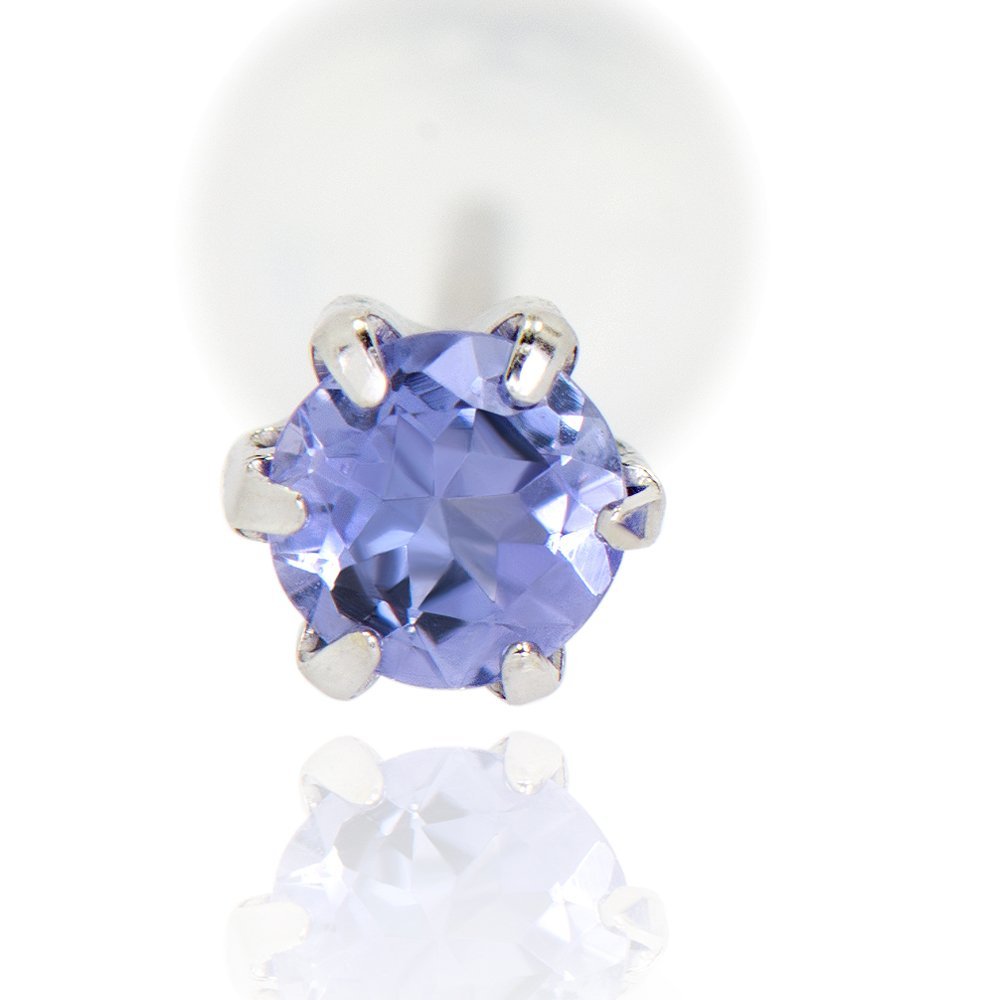 Amazon | プラチナ 900 薄型6本爪 ピアス 片耳用 3mm タンザナイト