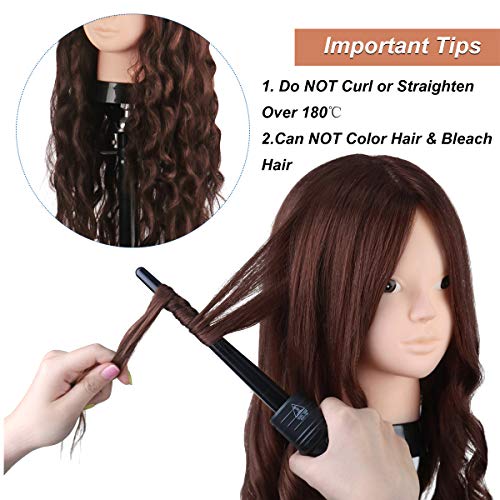MYSWEETY Mannequin Head with 80% Real Human Hair, 23.5" Styling Training Head Manikin Cosmetology Head Hair Hairdressing Makeup Practice Doll Head with Clamp Holder and Tools