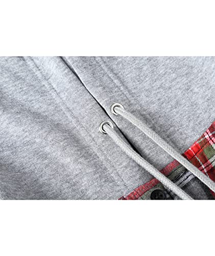 Image of SCODI Mens Flannel Hoodie Shirt Casual Button Down Plaid Long Sleeve Shirts