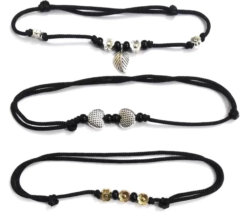 SABRAKAR" NEW BLACK THREAD SILVER BEADS ANKLET For Girls | Women | Teenager (PACK OF 3) (B0CQC2LTQS) Amazon Price History, Amazon Price Tracker