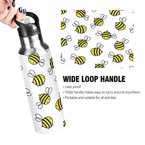 Blueangle Flying Bumble Bees Stainless Steel Water Bottle With Straw, Bpa Free Reusable Leakproof Water Jug For Fitness Camping Outdoor Sports #TOP3