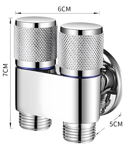 Image of 24x7 eMall Brass 2 In 1 Angular Chrome Dual Double Tap For Bathroom, Geyser | Luxury Series Two-Way Angle Valve | Black Washing Machine Tap