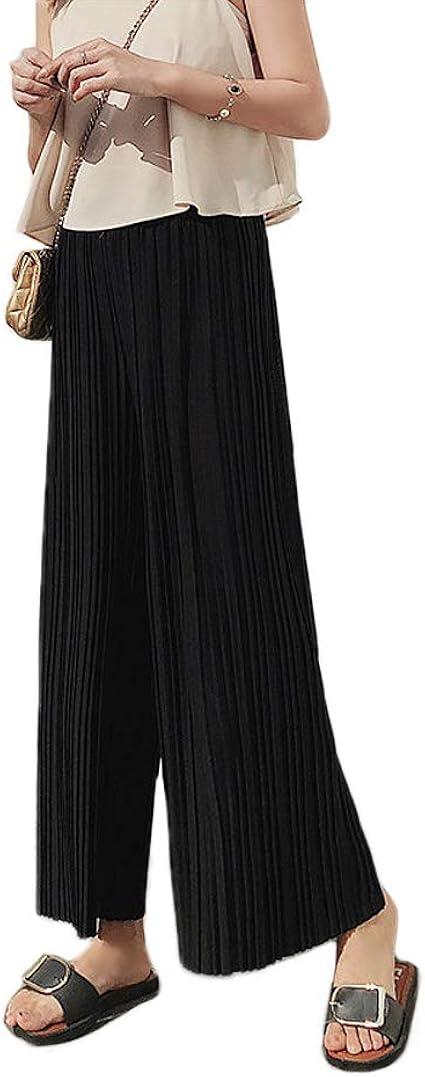 Amazon ガウチョパンツ ワイドパンツ レディース シフオン プリーツ ロングパンツ ヨガパンツ リラックスパンツ フレアパンツ ロング パンツ 通販