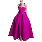2 Pieces Country Bridesmaid Dresses Jumpsuit Strapless Bow Party Dress Formal Gowns Fuchsia 6