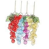 4 Piezas Adorno de UVA acrílico Uvas de Cristal Adorno de racimo de UVA decoración de racimo de UVA racimo de UVA acrílico Boda Ornamento Falso racimo de Uvas Decorar Colgante