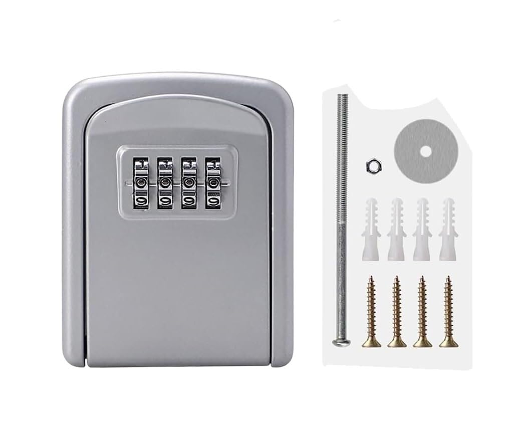 Caja fuerte para les de contraseña resistente a la intemperie para el hogar y el negocio soporte para les para les para sitios de construcción solución segura de stión de les (plateado)