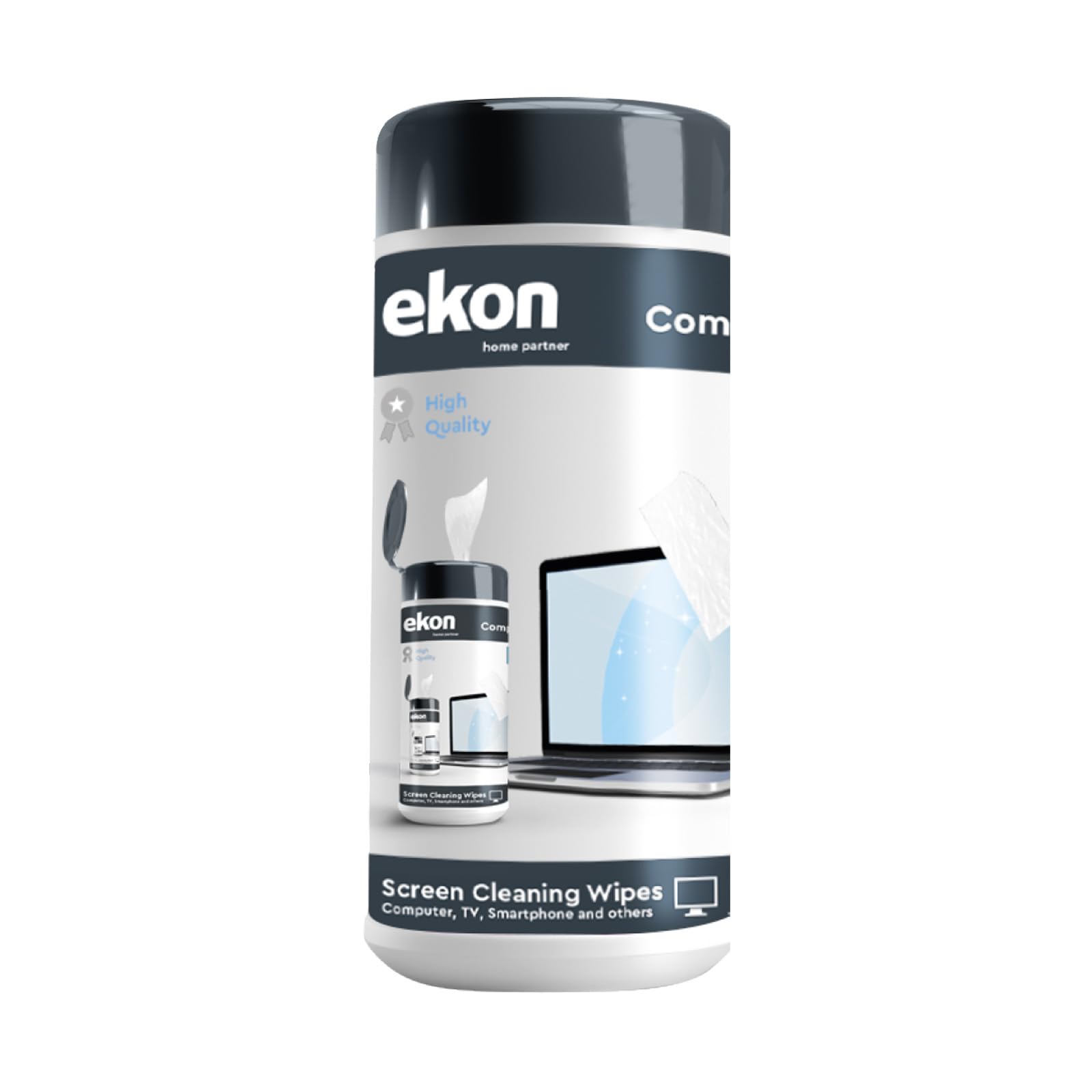 Ekon Chusteczki do Monitorów, Laptopów, Kamer, Kamer Wideo, MacBook, TV, Smart TV, Smartfonów, Tabletów, Opakowanie 100, Jednorazowe