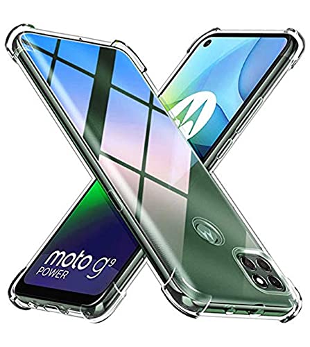 Image of Transparent Soft Silicone TPU Flexible Back Cover Compatible with Motorola Moto G9 Power with Screen Guard