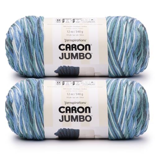 Caron Jumbo przędza z piany morskiej - 2 opakowania 340 g/12 uncji - 100% akryl - #4 czesankowa (średnia) - 590 jardów - dziewiarstwo/szydełkowanie