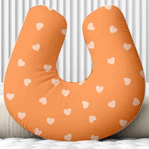 Almofada para Amamentação Personalizado Cheias Corações Laranja