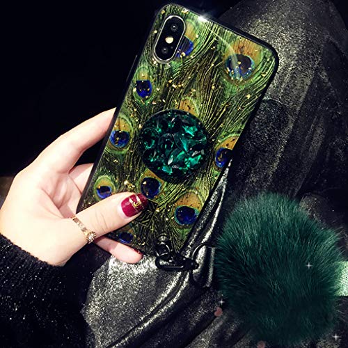 Preisvergleich Produktbild Homikon Silikon Hülle Glänzend Bling Glitzer Schutzhülle Glitzer Diamant Ring Ständer Stoßdämpfend PC Rückschale TPU Silikon Bumper Handyhülle Tasche Case mit iPhone XS Max - Feder