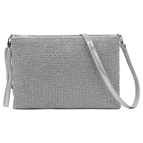 LeahWard Women's Diamante Clutch Bag Top Handle Wedding Bags 2241 (Silver) Cover