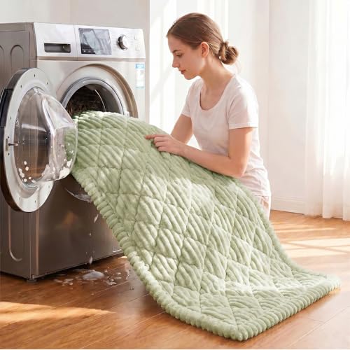 NILUOH Couch Cover for Dogs Washable, Thick Flannel Couch Cover for Sofa, Furniture Cover for Pets with Non Slip and Elastic Straps, Suitable for Sectional Sofa/Loveseat (Light Green, 27.6" x 70.9") — view 6