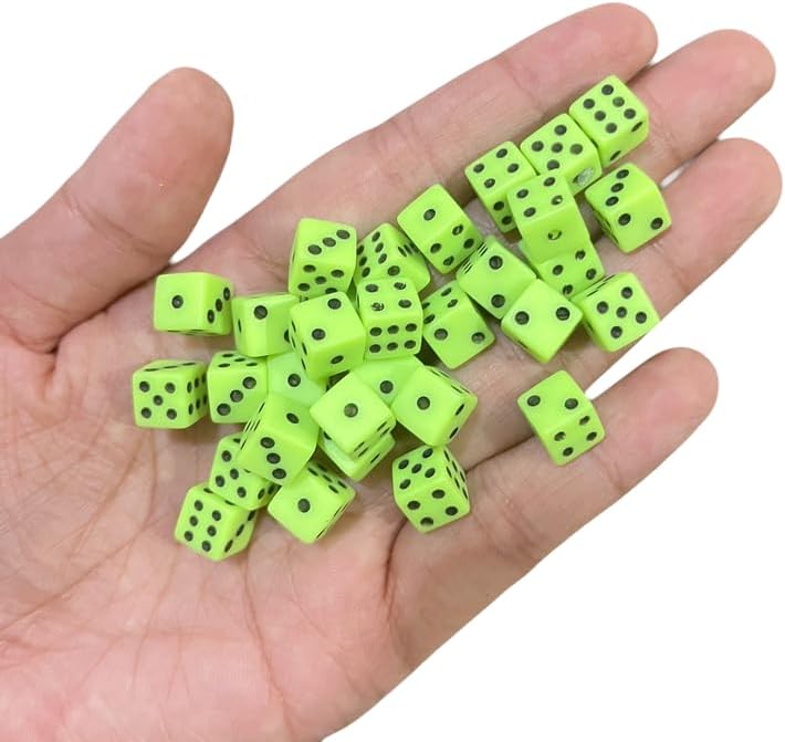 Games Set of 100 pcs Black 8mm Six Sided D6 Small Square Dice with White dots (Red)