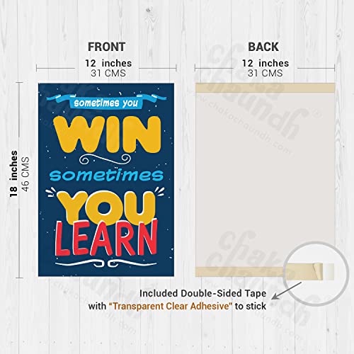 Image of Chaka Chaundh Motivational Wall Posters (Set of 10) - For Room, Boys - Inspirational Chalkboard Design (18 X 12 Inches) (Blue & White)