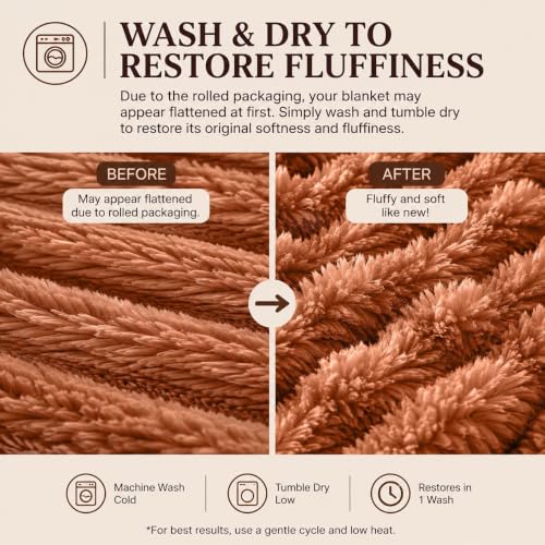 Rust Throw Blanket - Soft & Fluffy Fleece, Cute & Aesthetic, Perfect for Sofa, Couch, Chair, Bed, Living Room & Bedroom, All-Season Use, Plush & Cozy Decorative Blanket - Image 3