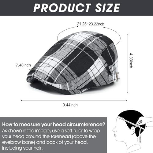 Image of 3Pcs Men's Newsboy Caps Cotton Cooling Hat Adjustable Flat Cap for Men