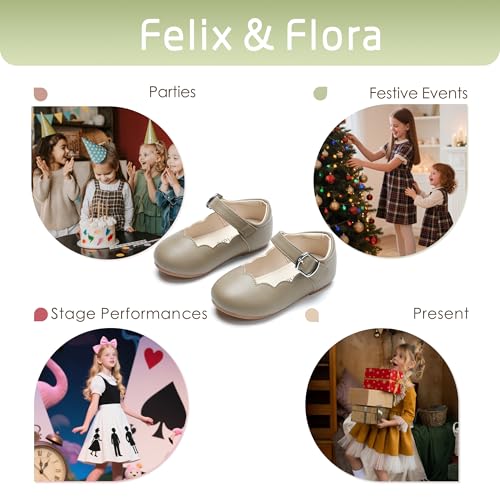 Image of Felix & Flora Toddler Flower Girl Dress Shoes - Baby Girl Ballet Mary Jane Flats for Party School Wedding