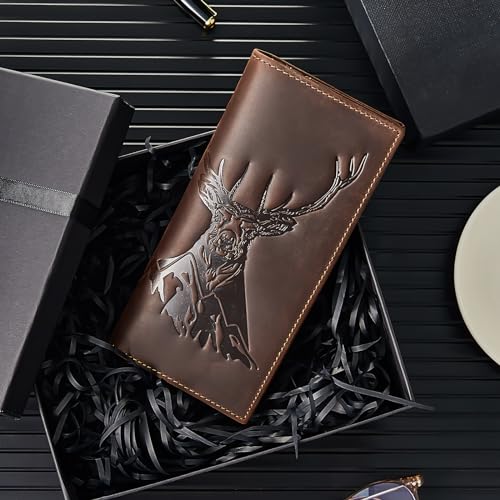 Paterr Deer Long Wallet for Men, Full Grain Leather Bifold, Rodeo Wallet, Western Cowboy RFID Blocking, Deer Hunting Gift for Boyfriend, Husband, Father's Day, Christmas4