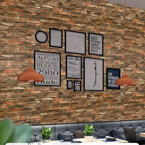 Image of 3D Brick Wallpaper for Wall | Self Adhesive PE Foam DIY Panel | Peel & Stick Decor for Home, Living, Bedroom & Office (70 x 77 cm, Appx 5.8 Sq Ft) (1, Brown Brick)