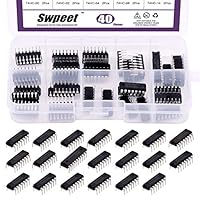Swpeet 40 Stück 20 Verschiedene Typen 74HCxx und 74LSxx Serie Logic IC Sortiment Kit Mit Container, Low-Power Schottky Logic Serie Shift Output Registers Für Chip-Arbeiten