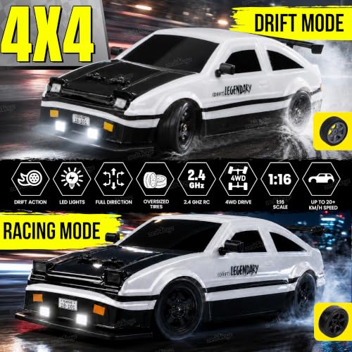 Image of Zest 4 Toyz Remote Control Car Toy for Kids | RC Drift Racing Car with LED Head Light | 20Kmph, 50+ft Range 2.4GHz Remote | Rechargeable Battery | 4WD RC Drift Racing Car