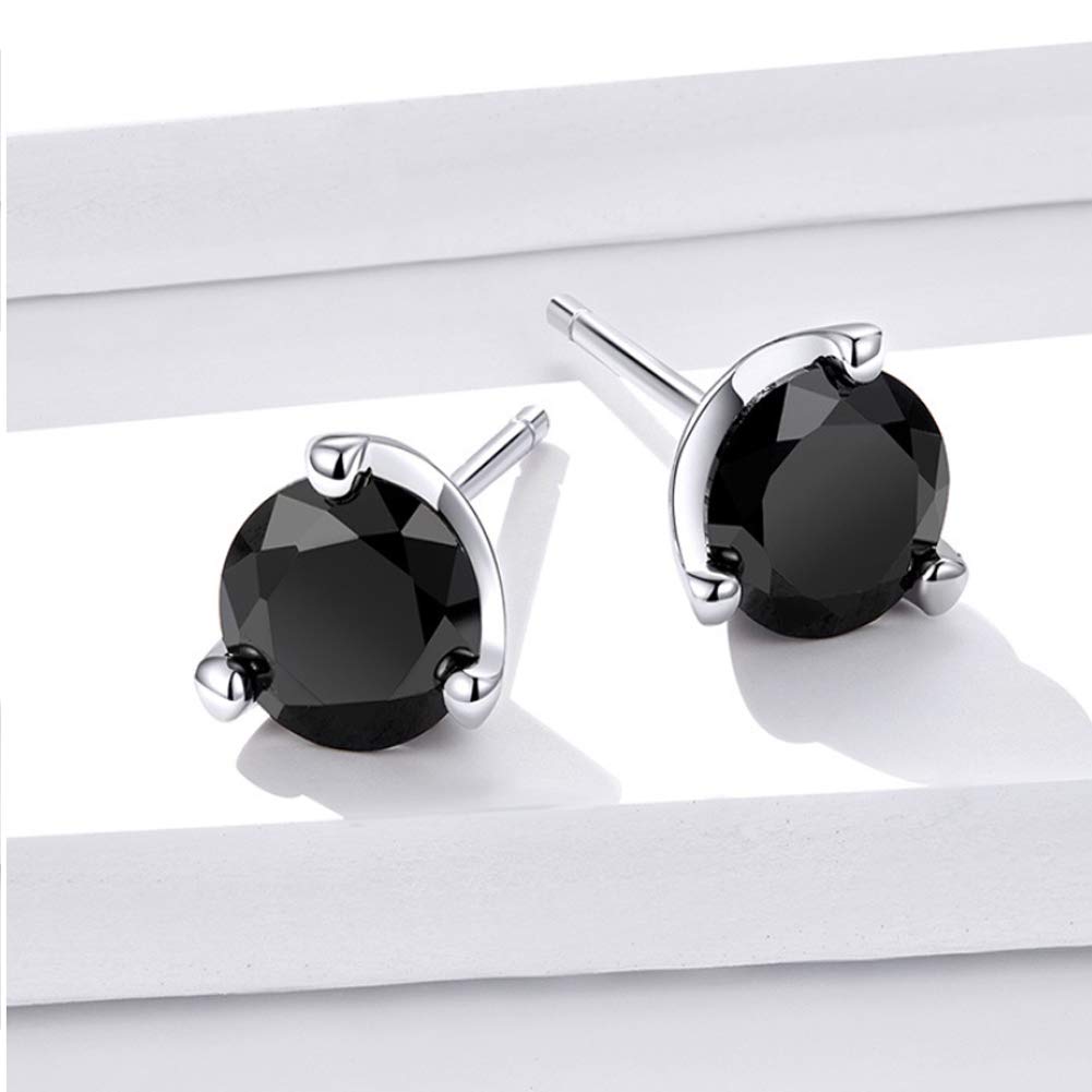 CMBSSTFC Damen-Ohrringe aus 925er-Sterlingsilber, schwarzer Zirkonia, Herren- und Damen-Ohrstecker, Vintage-Stil, runde Ohrhänger, Hebelverschluss