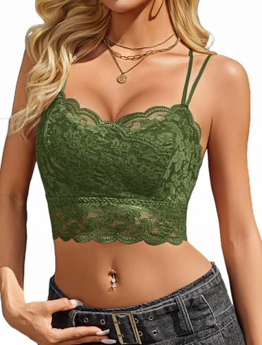 Image of Avidlove Bralettes for Women Lace Camisole V Neck Double-Layered Adjustable Strap Tank Cami Crop Top