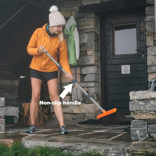 Image of Upgrade Broom and Dustpan Set, Self-Cleaning with Dustpan Teeth, Indoor&Outdoor Sweeping, Ideal for Dog Cat Pets Home Use, Stand Up Broom and Dustpan